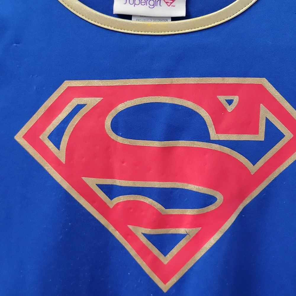 Disney Supergirl Dress Costume Short Cap Sleeves Red Blue Gold Girls Large 10/12